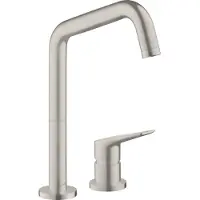 Axor Citterio M 2-Loch Spültischmischer steel mit Schwenkauslauf