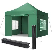 VOUNOT Pavillon 3x3m, Wasserdichter Faltpavillon, Faltbar Partyzelt mit 4 Seitenteilen, 4 Sandsäcke, Grün