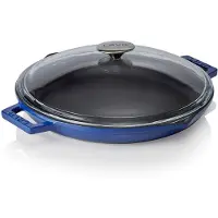 WAS Germany LAVA Pfanne mit Deckel blau Ø 31,5 cm, Serie Frying pans lid Gusseisen