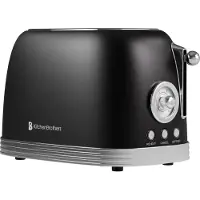 Kitchenbrothers Retro Toaster - Toaster - 6 Bräunungsstufen - 2 Extra Breite Schlitze - 815W - Schwarz