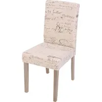 Chefgastro Esszimmerstuhl klassisch und zeitlos | HxBxT 90x43x56cm | Sitzhöhe 45cm | Stoff/Textil MVG- | Braune Beine | Schriftzug Creme | Küchenstuhl Stuhl
