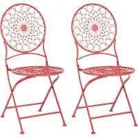 Beliani Set aus 2 Garten-Bistrostühlen Rot Eisen klappbar für den Außenbereich UV-Rostbeständigkeit Französisch Retro-Stil