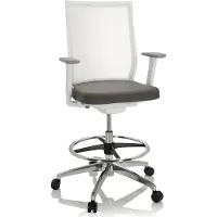 Hjh OFFICE ASPEN WORK W - Arbeitsstuhl Arbeitshocker Grau / Weiß