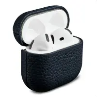 Accezz Echtleder Case für das Apple Airpods 4 - Dunkelblau