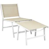 Beliani Gartenstuhl Beige Aluminium mit Hocker Schnelltrocknende Bespannung Rückenlehne Modernes Design Terrasse Balkon Outdoor Metallstuhl Alu-Stuhl