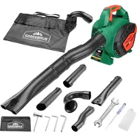 Gardebruk Laubsauger 4 in 1 Benzin Blasgeschwindigkeit 68m/s Fangsack 45L inkl Werkzeug Laubbläser Häcksler Gartensauger