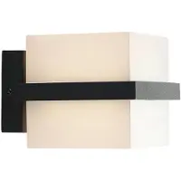 LINDBY LED-Außenwandlampe Auron, 16 cm, anthrazit, weiß, Alu