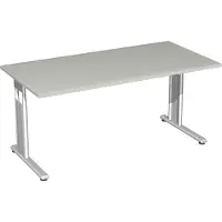 Geramöbel Schreibtisch höhenverstellbar, 1600x800x680-820, Lichtgrau/Silber, S-617103-LS