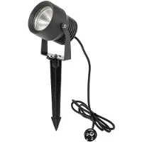 LUCANDE LED-Außenstrahler Irina, Erdspieß, Stecker, grau, Metall