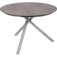 DELUKE Gartentisch HUGO rund - Edelstahl/Kunststoff, Grau, 110x110x75cm | Terrassentisch Wetterfest Outdoor Tisch