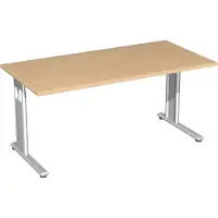 Geramöbel Schreibtisch feste Höhe, 1600x800x720, Buche/Silber, S-618103-BS