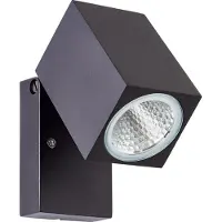 Brilliant schwarzer LED Außenwandstrahler BURK | schwenkbarer Kopf | 8W 600 Lumen 3000 Kelvin | Metall/Glas | IP54