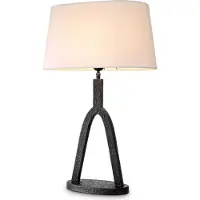 Casa Padrino Luxus Tischleuchte Bronze / Weiß 42,5 x 25 x H. 65,5 cm - Elegante Schreibtischleuchte mit ovalem Lampenschirm - Luxus Leuchten - Luxus Möbel - Luxus Interior