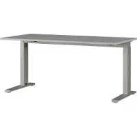Bümö Andratx höhenverstellbarer Schreibtisch 160x80 cm in Lichtgrau, Gestell: Silber - PC Tisch für's Büro manuell höhenverstellbar, Computertisch