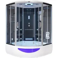 HOME DELUXE - Dampfdusche EXCLUSIVE - Schwarz, Maße: 150 x 150 x 220 cm - inkl. Radio, Regendusche und komplettem Zubehör I Dampfsauna, Badewanne, Whirlpool, Dusche