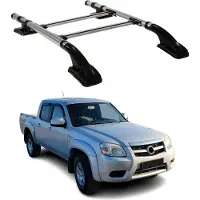 Omtec Dachreling Dachträger Gepäckträger Satz für Mazda BT-50 2007-2012 Alu Grau 4x