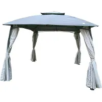 Saska Garden Gartenpavillon 3x3x2,6 m mit Vorhängen – Grau – Eleganter Pavillon für Terrasse & Garten
