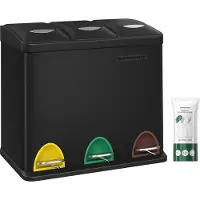 Songmics Mülleimer Mülltrennsystem, aus Metall, 3 x 8 L, Küche