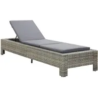 Syfax Sonnenliege mit Auflage Grau Poly Rattan