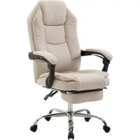 DELUKE Bürostuhl MEDHA Stoff - 114x67x64, Creme | Stoff | Metall in Chromoptik Gestell | ergonomische Bürostühle Homeoffice Stuhl mit Rollen