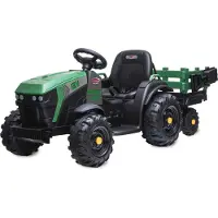 Jamara Ride-on Traktor Super Load mit Anhänger grün 12V