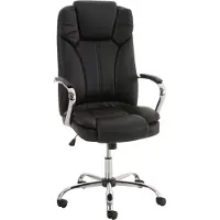 DELUKE Bürostuhl JUBEL - 115x62x70, Schwarz | Kunstleder | Metall in Chromoptik Gestell | ergonomische Bürostühle Homeoffice Stuhl mit Rollen