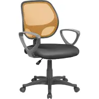 Dmora Bürostuhl Geraldton, Mesh-Arbeitsstuhl mit Armlehnen, Ergonomischer Bürositz, 56x57h88/100 cm, Schwarz und Orange