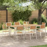 vidaXL Desgin stapelbare Gartenstühle 8 Stück 54.5x56x87 cm Massivholz Teak - Gartenstühle 3334854