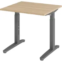 Bümö Schreibtisch Serie-XB - Größe: 80 x 80 cm, Gestell: Graphit, Nachbildung: Eiche