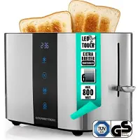 DS Produkte GOURMETmaxx Toaster, 2 Scheiben - 6 Bräunungsgrade, Touchscreen, Brötchenaufsatz