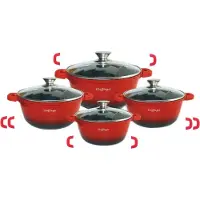 Cheffinger Topf-Set, 8 tlg, Induktion Alu Guss marmor 20-24-28-32cm
