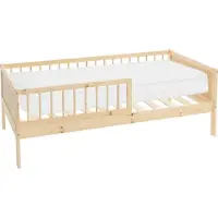 ML-Design Kinderbett mit Matratze, 80x160 cm, Natur, Hausbett mit Lattenrost und Rausfallschutz, Massivholz Einzelbett für Kinder, Jungen & Mädchen