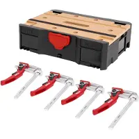 Stier Systainer- Set MFT T-Loc, mit 4 Hebelzwingen, mobile Werkbank, Lochplatte, 5-teilig