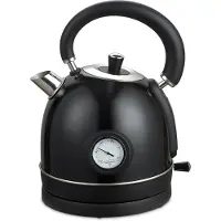 Moa Wasserkocher Retro - 2200 Watt - 1,8 Liter - Edelstahl - BPA-frei - Elektrisch - Schwarz - EK3TB