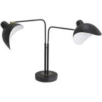 Casa Padrino Designer Tischleuchte Schwarz / Antik Messingfarben 95 x 20 x H. 57 cm - Elegante Schreibtischleuchte im 50er Jahre Stil - Luxus Leuchten