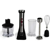 Melchioni Tragbarer Tischmixer 200W 0,6L 5 Geschwindigkeiten schwarzer Stahl Akku