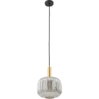LINDBY Hängeleuchte Doroteo, 1-flg., grau, Glas
