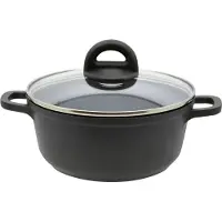 ELO Stahlwaren Kochtopf - Ø 20 cm - Schwarz - Aluminiumguss - mit Glasdeckel - Antihaftbeschichtung
