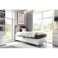 Fun-Möbel Boxspringbett Gästebett Kinderbett HELVI Nr.1 100x200cm Weiss-Braun