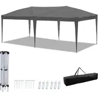Jayseuw Faltpavillon Pavillons & Partyzelte 3x6m, Festzelt Gartenzelt für Garten Terrasse Feier Party, Wasserdich ohn Seiten Grau
