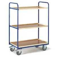 ROLLCART Etagenwagen 1500mm hoch 2 Wände offen mit 3 Kästen 775x475mm im Buchendekor