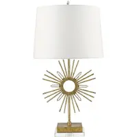 Gilded Nola Elstead Sun King Tischleuchte E27 Gebeiztes Gold Creme