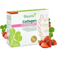 Biostile Collagen Strawberry – Kollagenpulver mit Vitamin C & Erdbeergeschmack 30x10 g Beutel