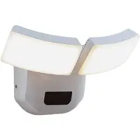 LINDBY LED-Außenwandlampe Nikias, 30 cm, Sensor, 2-fl., weiß