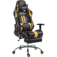TPFLiving Racing Bürostuhl Limitless-2 Kunstleder mit Fußablage schwarz/gelb