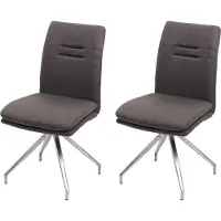 Chefgastro 2er-Set Esszimmerstuhl | HxBxT 90x47x60cm | Sitzhöhe 49cm | Stoff/Textil Edelstahl gebürstet | Grau-Braun | Küchenstuhl Lehnstuhl Stuhl