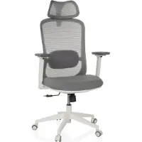 Hjh OFFICE Profi Bürostuhl MIKEO G Ergonomischer Schreibtischstuhl mit Armlehnen Stoff / Netzstoff Grau Drehstuhl für Büro, Zuhause