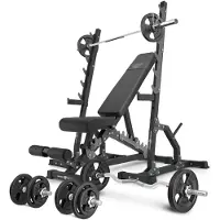 Marbo-sport Marbo Sport - Set MS24_2.0_83KG | Doppelseitige Bank + Multilevel-Ständer (2 Stück) + Stangen- und Hantelscheiben Set 83 kg