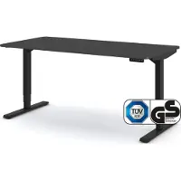 Assmann Elektrisch höhenverstellbarer Schreibtisch Y-Line Curved Anthrazit Schwarz, 160x80cm, Memoryfunktion, 2-fach-Motorik