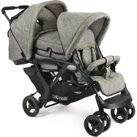 Chic 4 Baby Geschwisterwagen CHIC4BABY "Duo", Kinder, grau (jeans grau), Kinderwagen Geschwisterwagen, mit feststellbaren Doppelschwenk-Vorderrädern